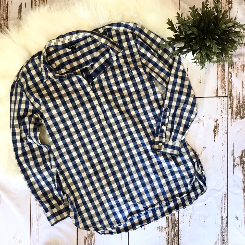 Lucky Brand | Navy + White Checkered Plaid Flannel